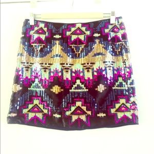 Sequin Aztec print mini skirt