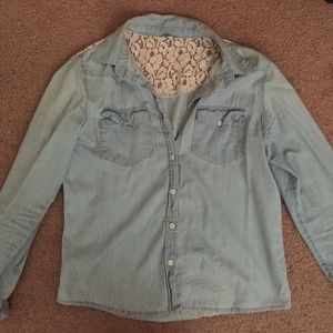 Forever 21 denim button down with lace back