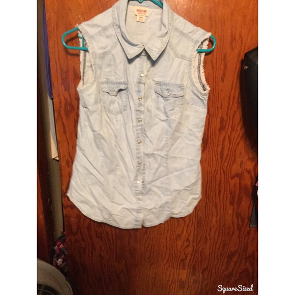 Sleeveless Denim Button Up