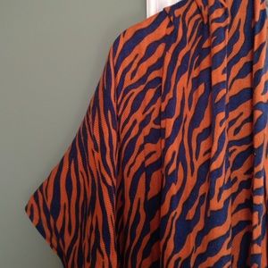 Blue and orange animal print scarf