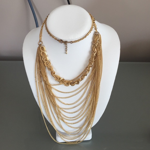 Like new long gold statement necklace