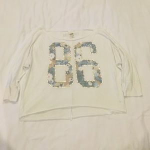 PINK Victoria's Secret White Half Sleeved Top