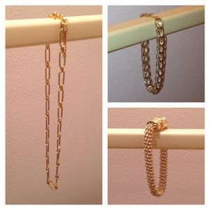 Gold necklace and 2 bracelets.