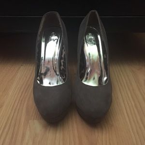 Grey suede heels