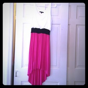 White, Pink and Black High-lo dress