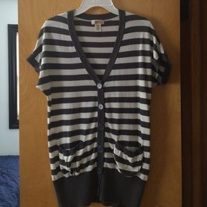 Gray & white striped sweater