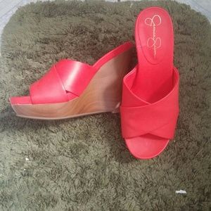 Red Jessica Simpson Wedge Sandals