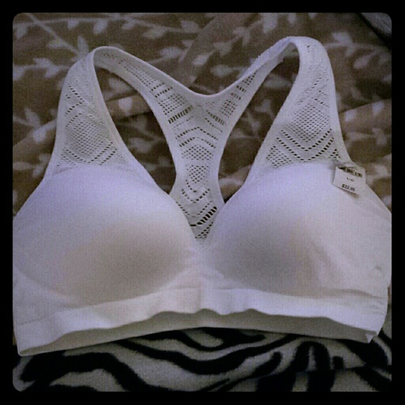 White padded push-up sports bra