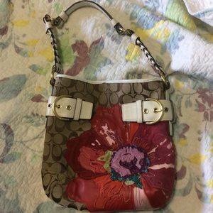RARE coach red poppy flower purse