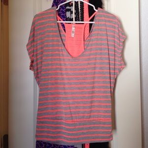 Gray and orange striped shirt