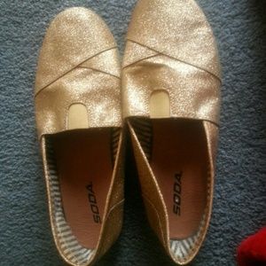 Gold sparkly glittery flats