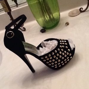 Black stud heels