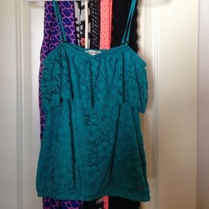 Dark blue/green lace top
