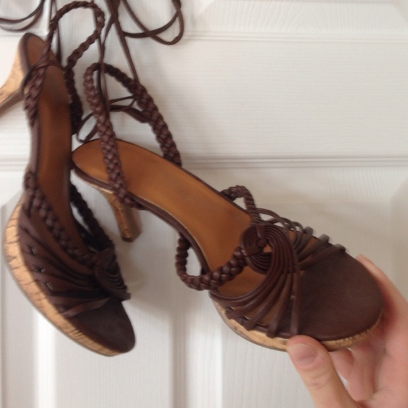 Size 10 brown cork heel summer shoes