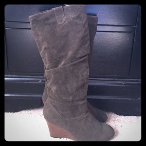 Brown Suede Wedge Boot