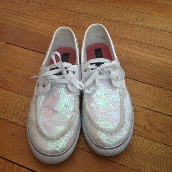 Like New White Sequin Sperrys