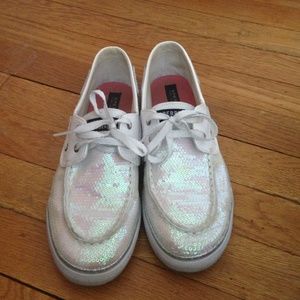 Like New White Sequin Sperrys