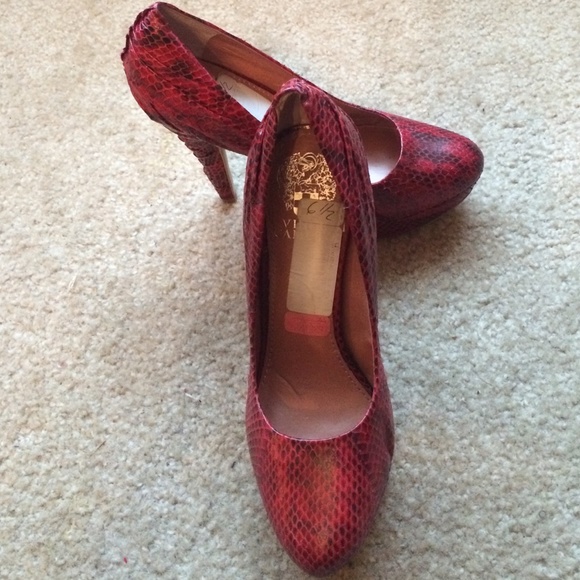 Red Snake Skin Pumps