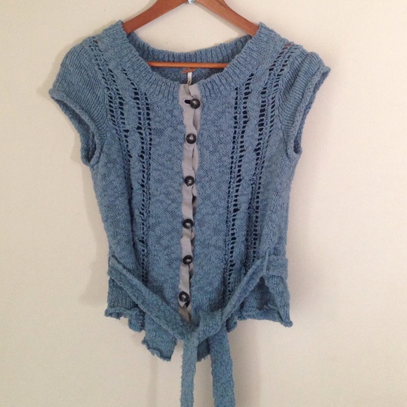 Free People Sweaters - Free People Blue Knitted top Sweater