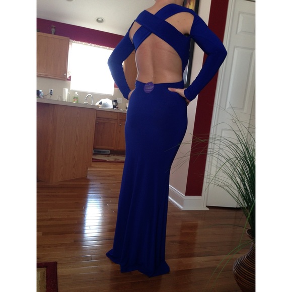 Long spandex royal blue dress! - Picture 2 of 2