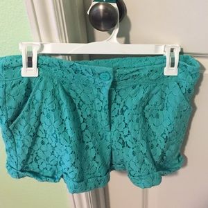 Blue lace shorts