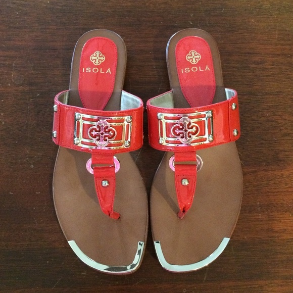 Isola Orange Patent Sandals