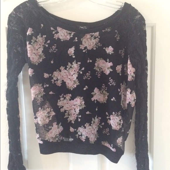 Floral print shirt with lace