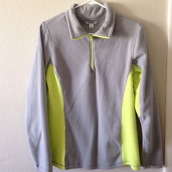 Light grey and neon yellow fleece jacket