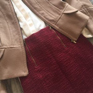 Loft Dark Red Skirt with Zipper Detail | sz 0
