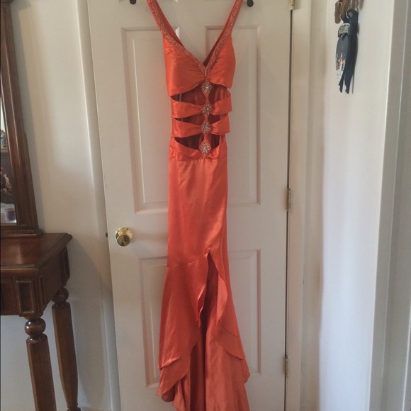 Burnt orange prom dress