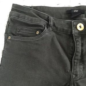 Dark Gray Olive High Waisted Skinny Stretch Jeans