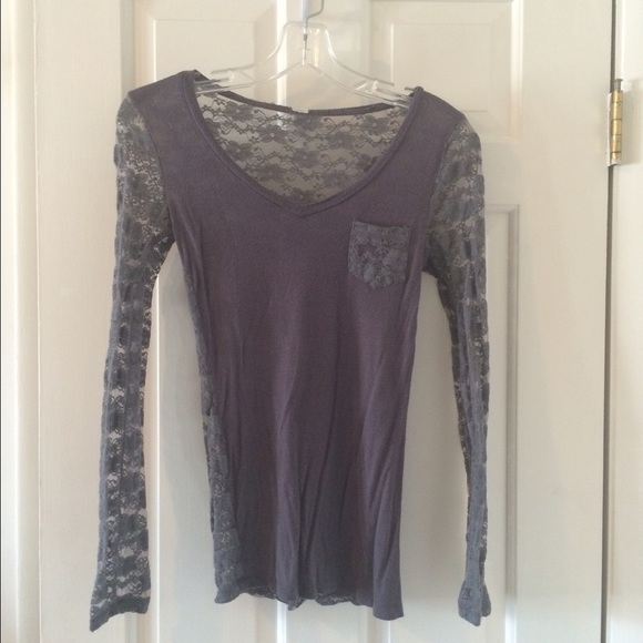 Grey lace back shirt