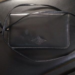 Black leather crossbody purse
