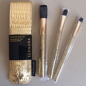 Sephora Gilded Trio Makeup Brush Set Brand New!