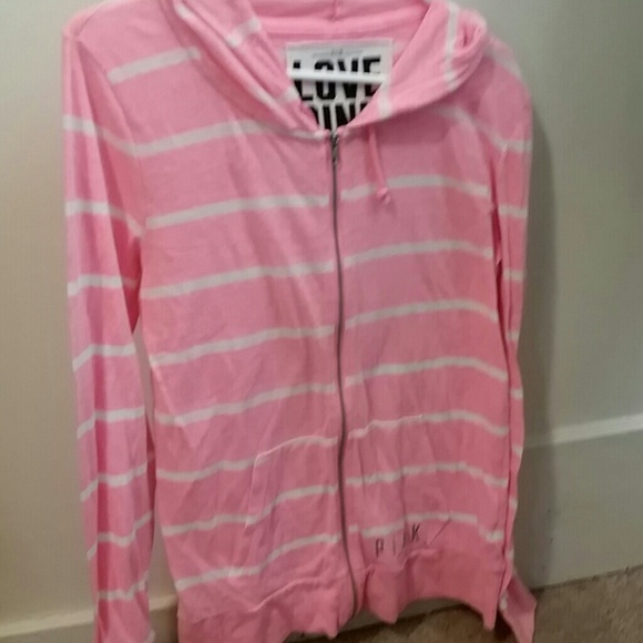 Victoria secret Pink and white stripe zip up