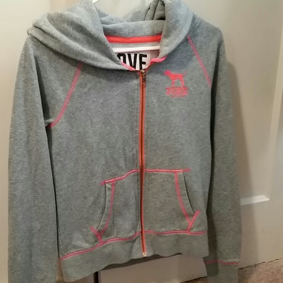 Victoria secret grey and coral zip up
