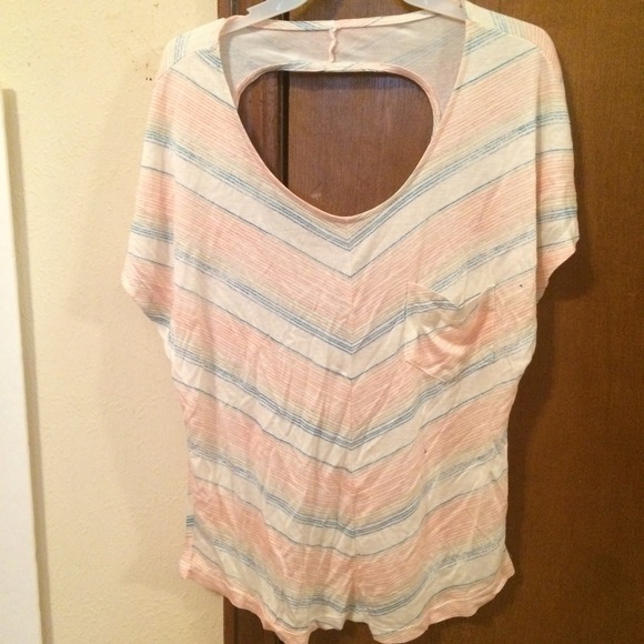 Pink, blue, and white striped shirt