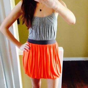 Blouson style peach and grey bubble dress