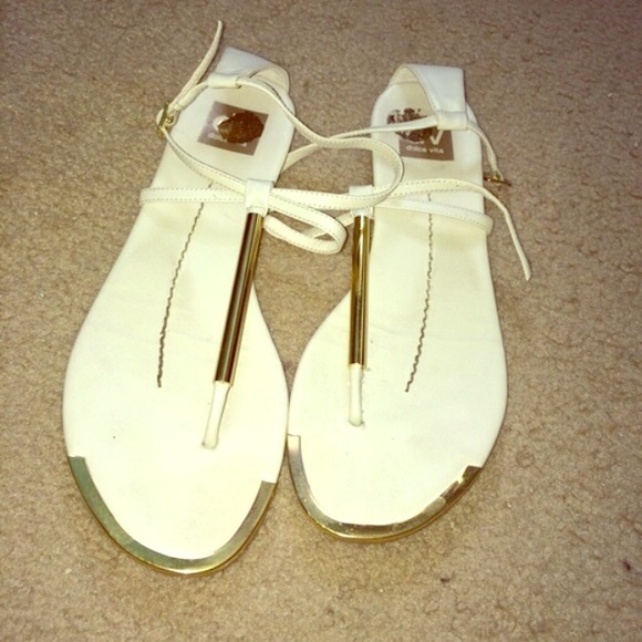 White and gold sandals