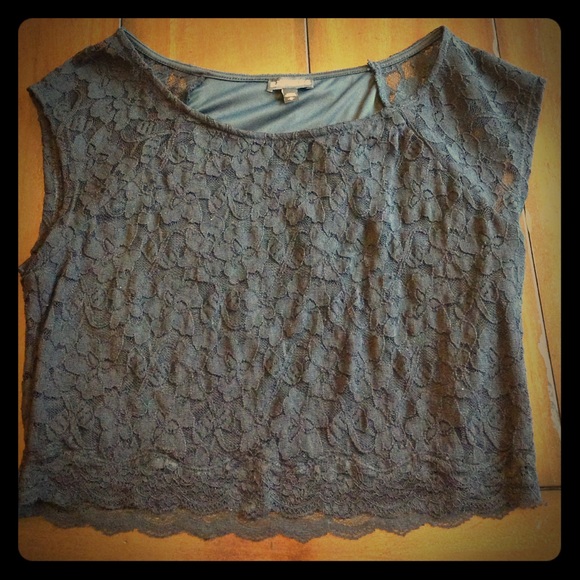 Black lace crop top