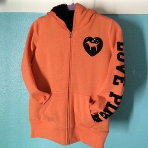 Pink orange and black fur sequin jacket