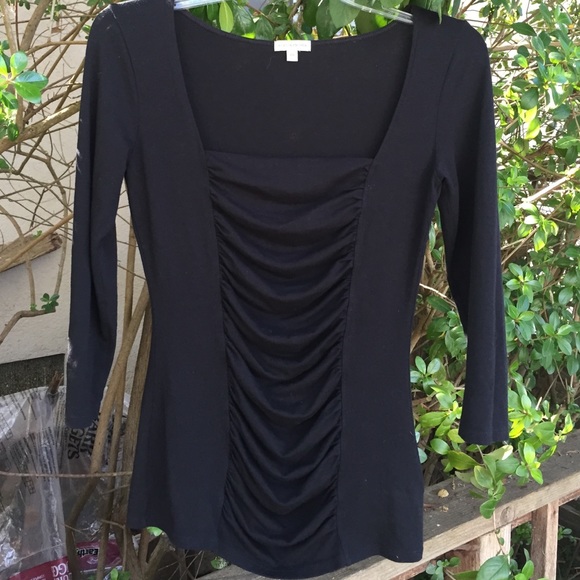 REDUCED Black Top, Shirred Front