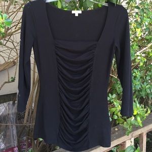 REDUCED Black Top, Shirred Front