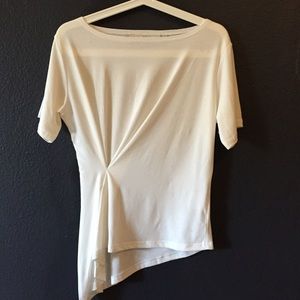 Stretchy asymmetric white top