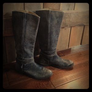 Frye Shirley Plate Riding Boot in Slate