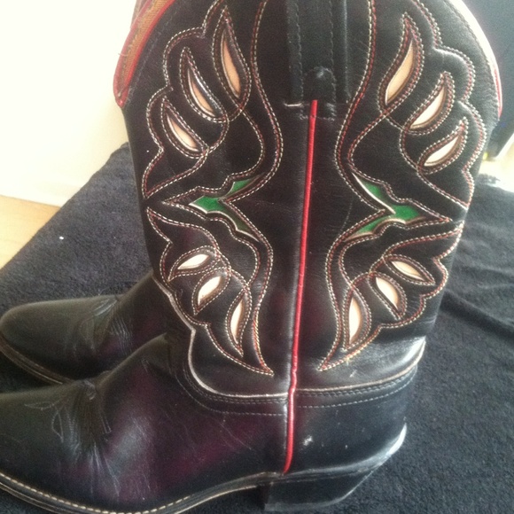 Black Leather Cowboy Boots FINAL REDUCTION