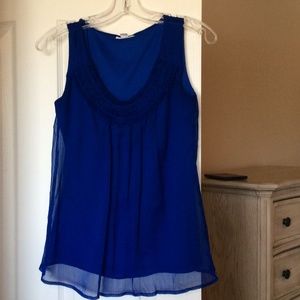 Royal blue sheer top