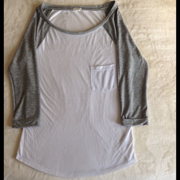 Grey and White Baseball Tee