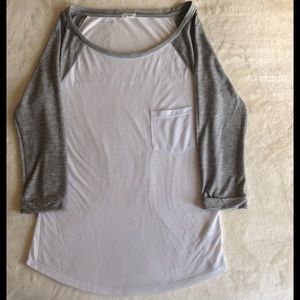 Grey and White Baseball Tee