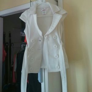 Cream button up cap sleeve